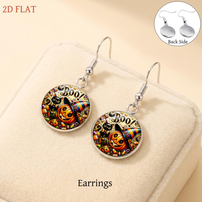 5pc Halloween Black Cat & Jack-O-Lantern Jewelry Set